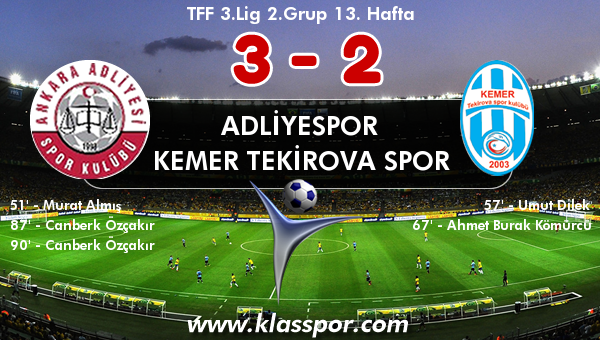 Adliyespor 3 - Kemer Tekirova Spor 2