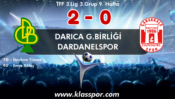 Darıca G.Birliği 2 - Dardanelspor 0