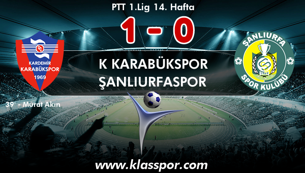K Karabükspor 1 - Şanlıurfaspor 0