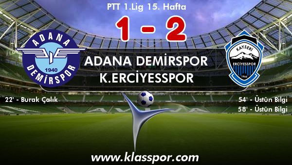 Adana Demirspor 1 - K.Erciyesspor 2