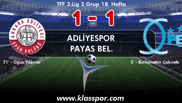 Adliyespor 1 - Payas Bel. 1