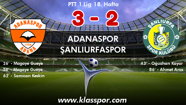 Adanaspor 3 - Şanlıurfaspor 2