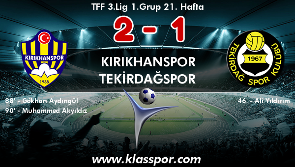 Kırıkhanspor 2 - Tekirdağspor 1