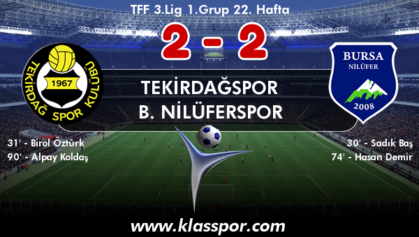 Tekirdağspor 2 - B. Nilüferspor 2