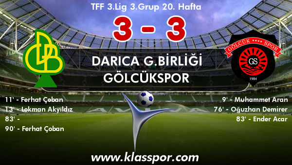 Darıca G.Birliği 3 - Gölcükspor 3