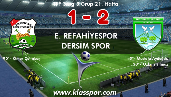 E. Refahiyespor 1 - Dersim Spor 2