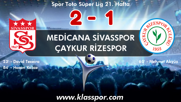 Medicana Sivasspor 2 - Çaykur Rizespor 1