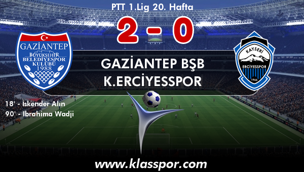 Gaziantep BŞB 2 - K.Erciyesspor 0