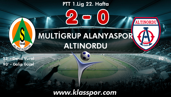 Multigrup Alanyaspor 2 - Altınordu 0