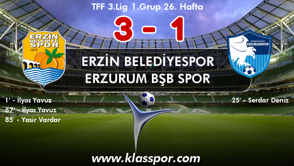 Erzin Belediyespor 3 - Erzurum Bşb Spor 1