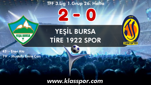 Yeşil Bursa 2 - Tire 1922 Spor 0