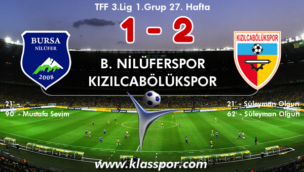 B. Nilüferspor 1 - Kızılcabölükspor 2