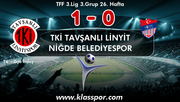 TKİ Tavşanlı Linyit 1 - Niğde Belediyespor 0