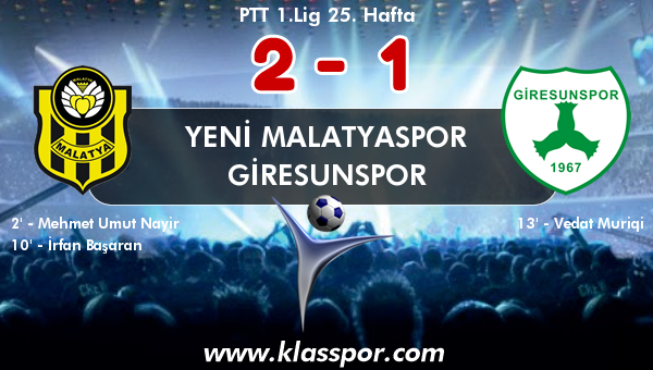 Yeni Malatyaspor 2 - Giresunspor 1