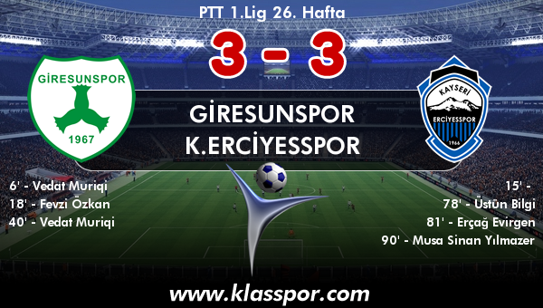 Giresunspor 3 - K.Erciyesspor 3