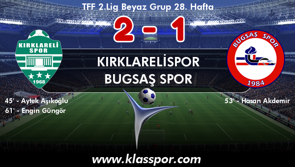 Kırklarelispor 2 - Bugsaş Spor 1