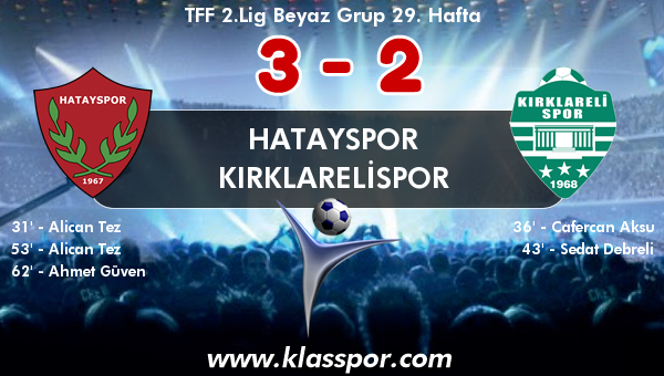 Hatayspor 3 - Kırklarelispor 2