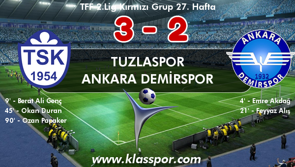 Tuzlaspor 3 - Ankara Demirspor 2