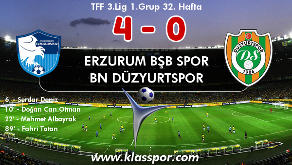 Erzurum Bşb Spor 4 - BN Düzyurtspor 0