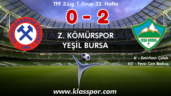 Z. Kömürspor 0 - Yeşil Bursa 2