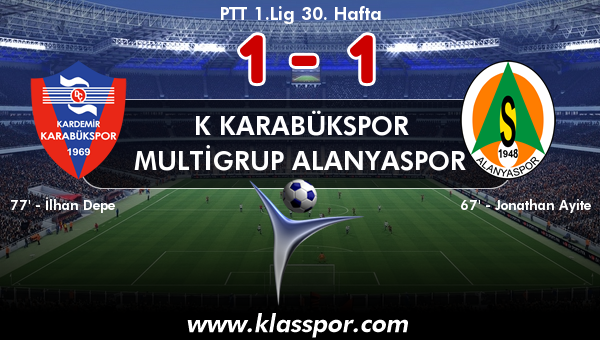 K Karabükspor 1 - Multigrup Alanyaspor 1