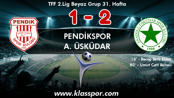 Pendikspor 1 - A. Üsküdar 2