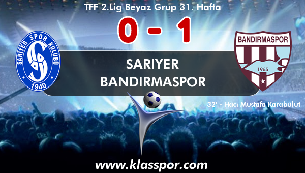 Sarıyer 0 - Bandırmaspor 1