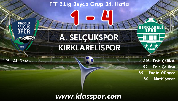 A. Selçukspor 1 - Kırklarelispor 4