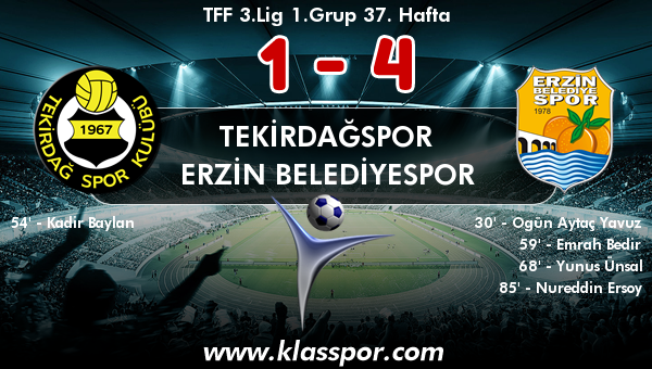 Tekirdağspor 1 - Erzin Belediyespor 4