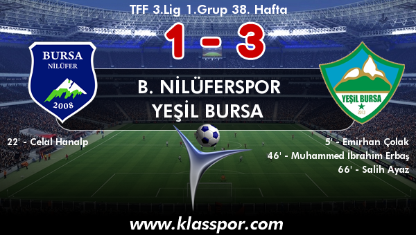 B. Nilüferspor 1 - Yeşil Bursa 3