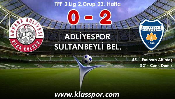 Adliyespor 0 - Sultanbeyli Bel. 2