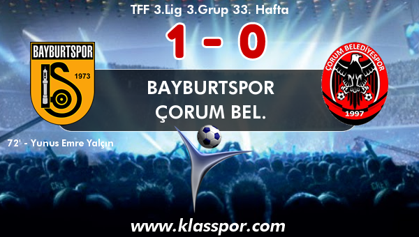 Bayburtspor 1 - Çorum Bel. 0