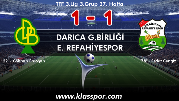 Darıca G.Birliği 1 - E. Refahiyespor 1