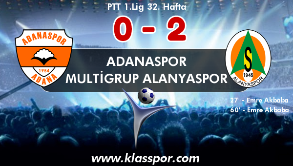 Adanaspor 0 - Multigrup Alanyaspor 2