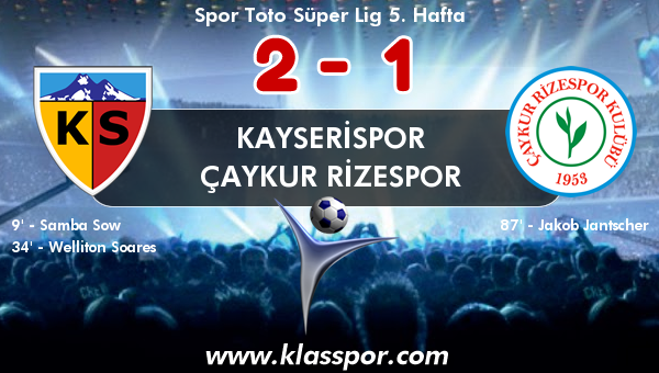 Kayserispor 2 - Çaykur Rizespor 1