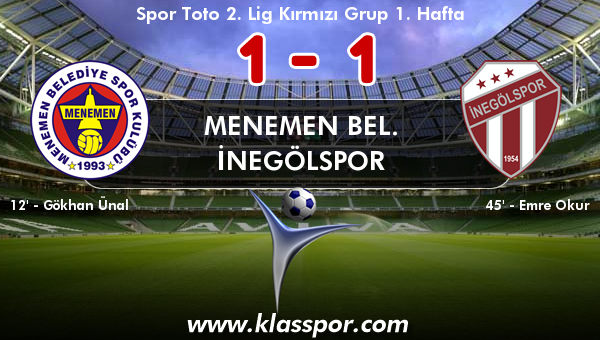 Menemen Bel. 1 - İnegölspor 1