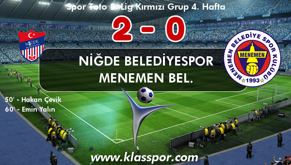 Niğde Belediyespor 2 - Menemen Bel. 0