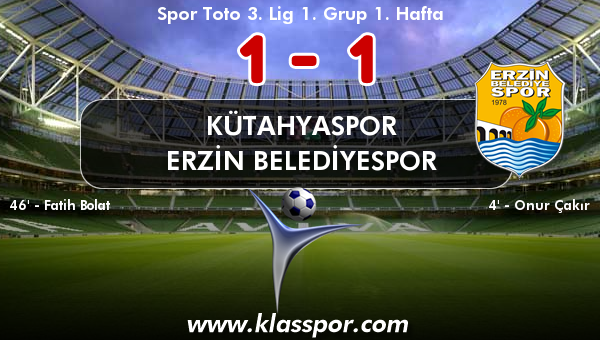 Kütahyaspor 1 - Erzin Belediyespor 1