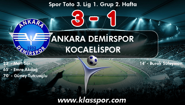 Ankara Demirspor 3 - Kocaelispor 1