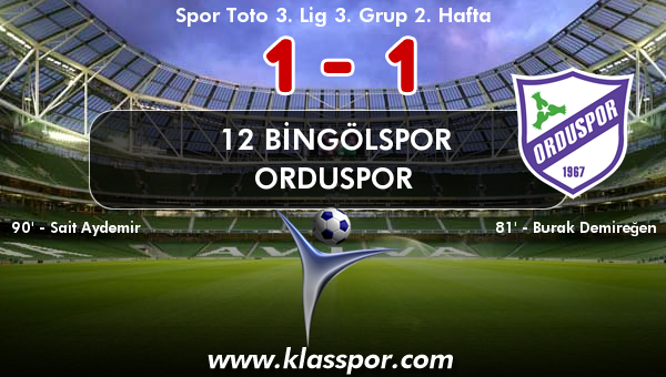 12 Bingölspor 1 - Orduspor 1