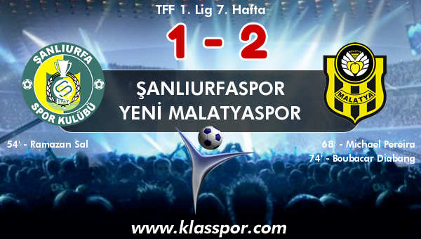 Şanlıurfaspor 1 - Yeni Malatyaspor 2