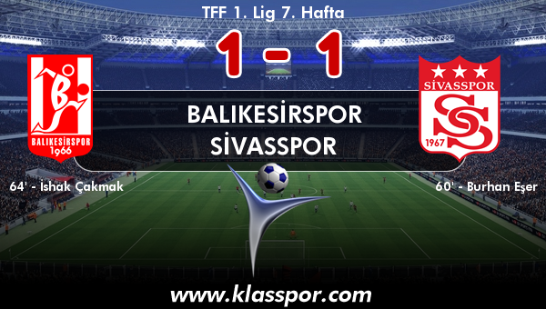 Balıkesirspor 1 - Sivasspor 1