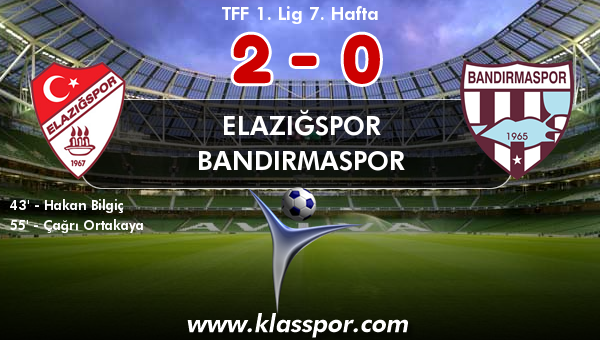 Elazığspor 2 - Bandırmaspor 0