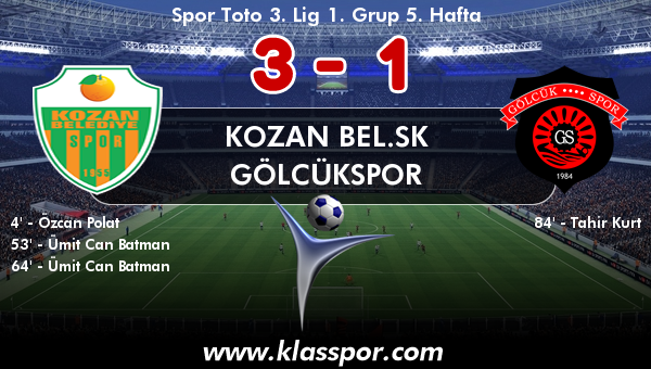 Kozan Bel.SK 3 - Gölcükspor 1