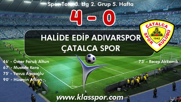 Halide Edip Adıvarspor 4 - Çatalca Spor 0