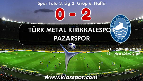 Türk Metal Kırıkkalespor 0 - Pazarspor 2