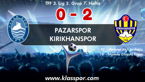 Pazarspor 0 - Kırıkhanspor 2