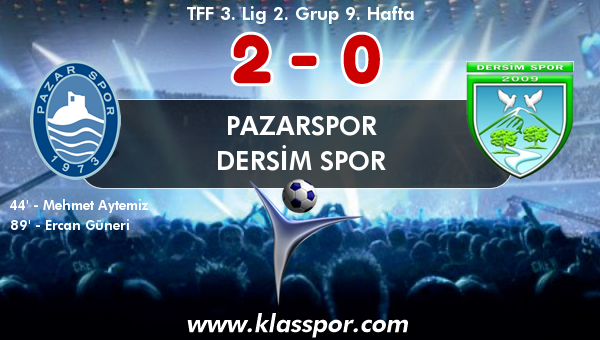 Pazarspor 2 - Dersim Spor 0