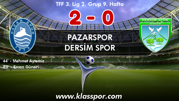 Pazarspor 2 - Dersim Spor 0