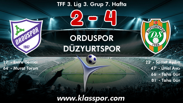 Orduspor 2 - Düzyurtspor 4